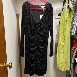 NWT stellah velour animal print LBD ruched S